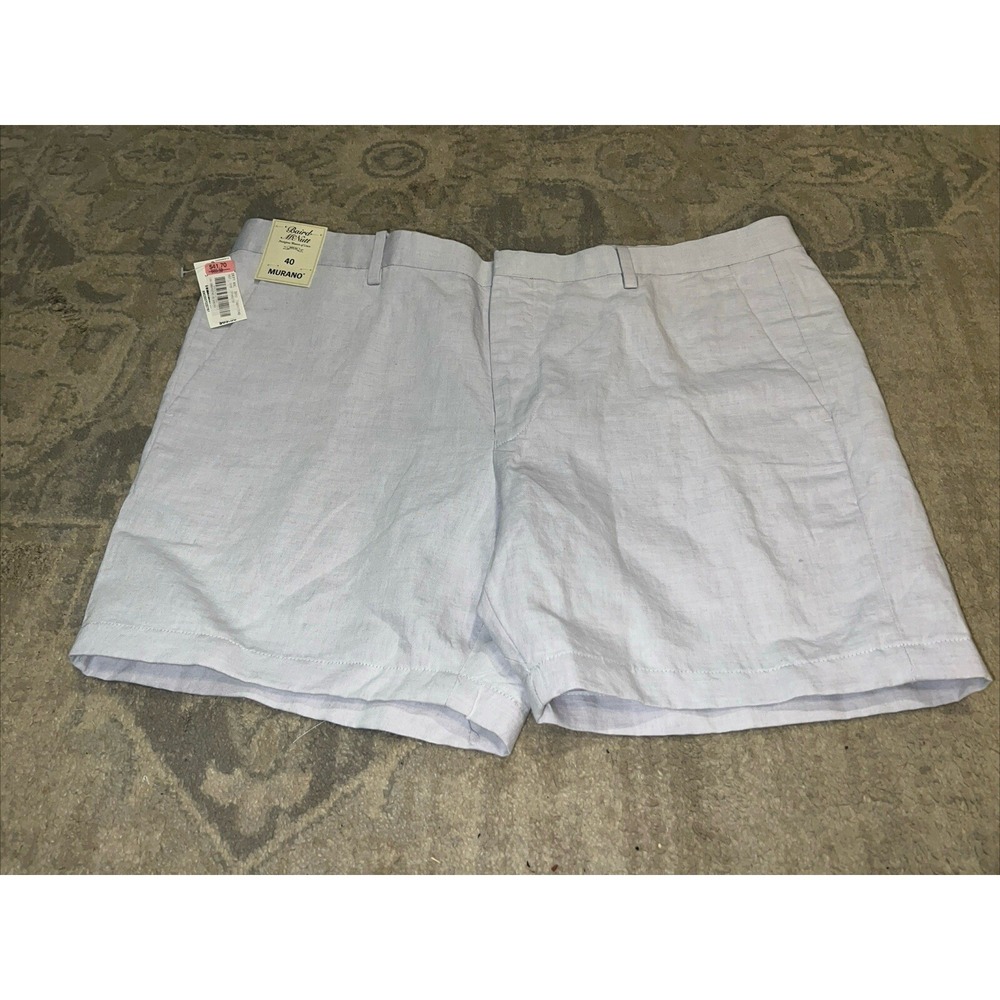 New‎  Shorts Mens Sz 40 Lt Purple Linen Cotton Flat Front